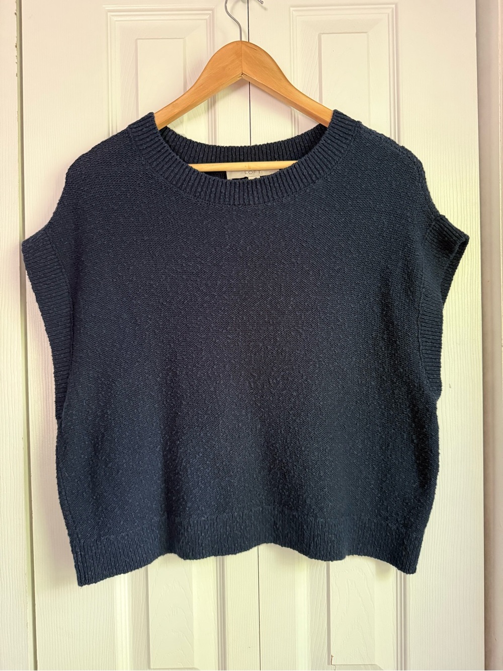 LOFT Navy Ribbed Crewneck Sweater